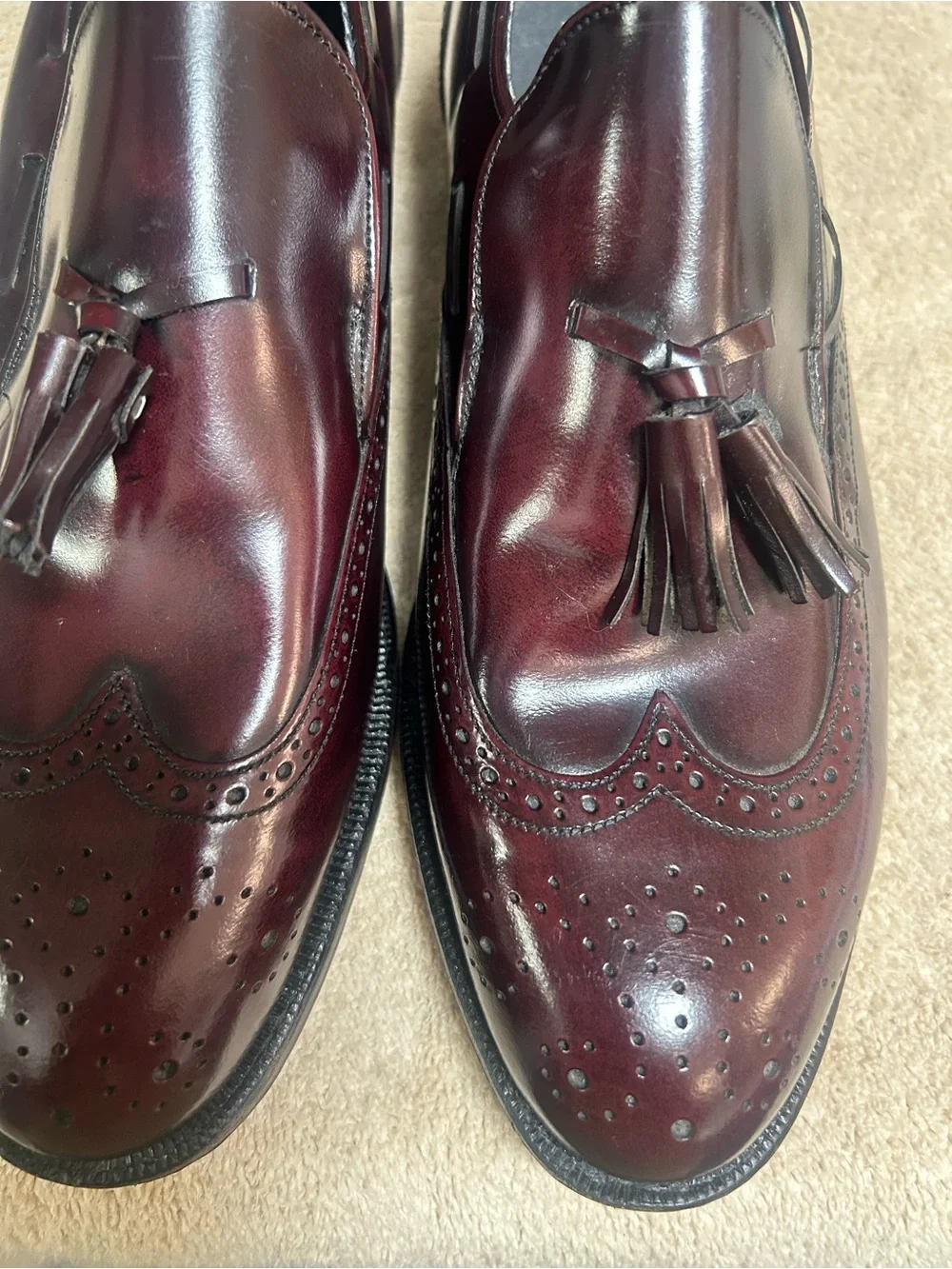 CROWN EXECUTIVE COLLECTION leather wingtip tassel brogue style loafers sz 10 NEW